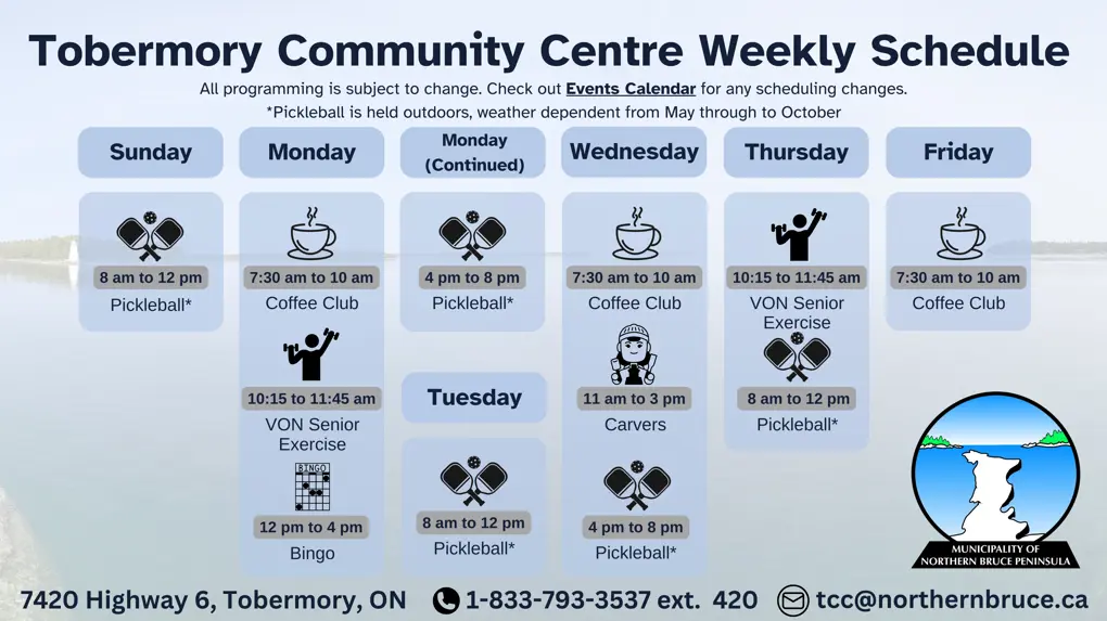 Tobermory Community Centre Weekly Schedule